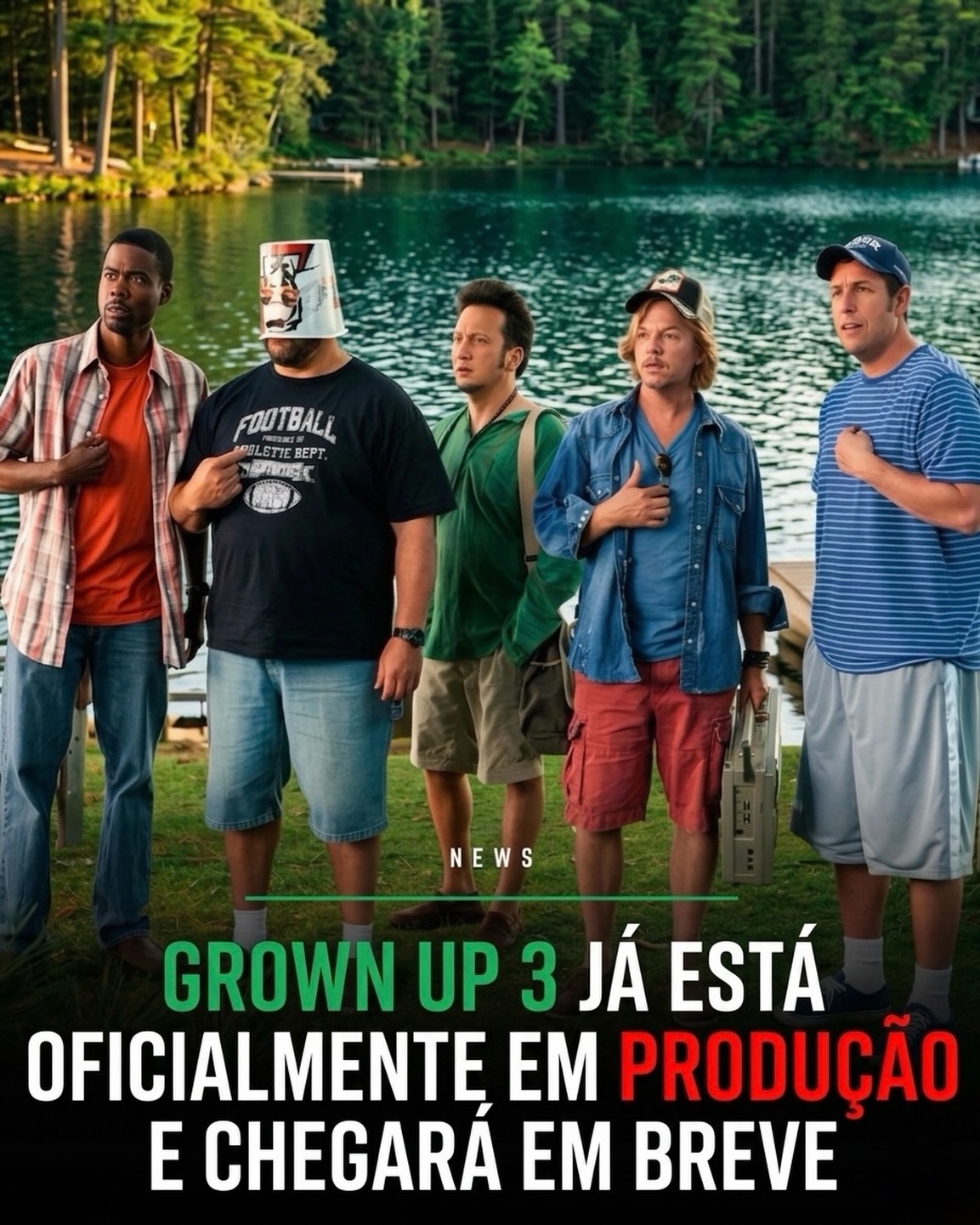 Photo by Universo 42 on May 17, 2026. May be an image of poster and text that says 'FOOTBALL MRBL POLETTE BEPT ล NEWS NEWS GROWN UP 3 JÁ ESTÁ OFICIALMENTE EM PRODUÇÃO E CHEGARA EM BREVE'.